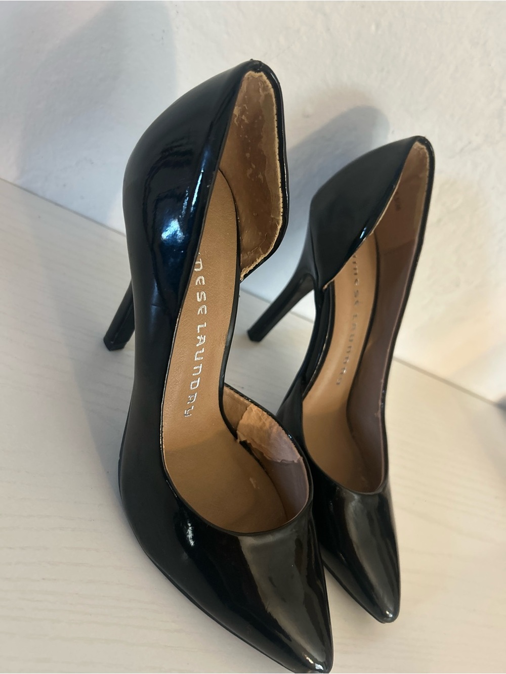 Chinese Laundry Black Patent Pointed Toe Stiletto Heels